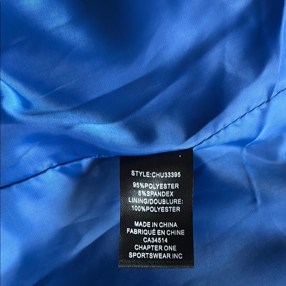 Cobalt Blue Blazer with Ruched Sleeves and Open Front - Picture 7 of 8